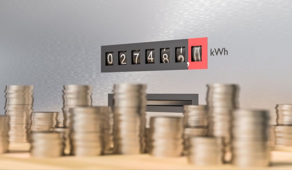 A energy meter measuring the amount of electrical energy spent